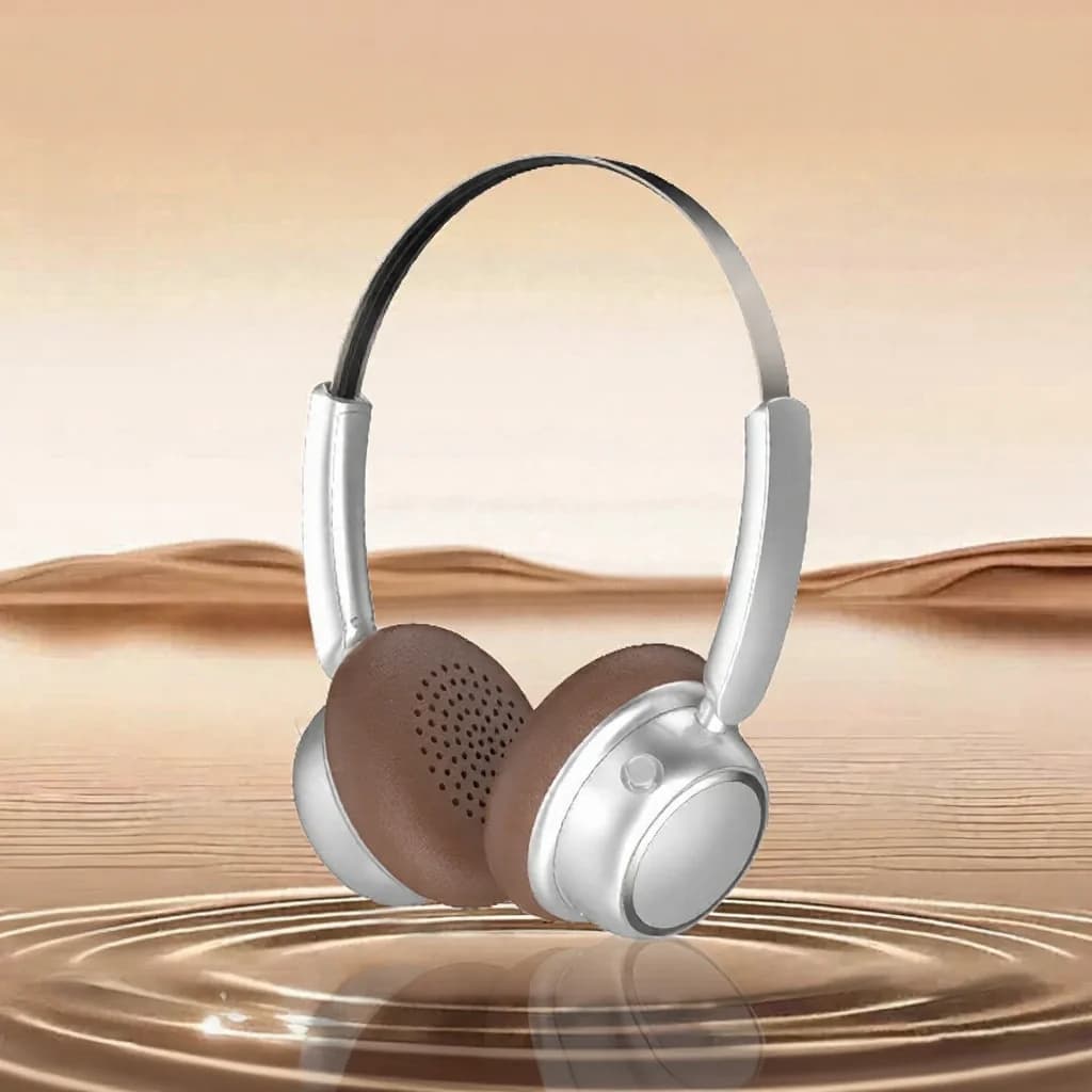 Tai nghe Bluetooth không dây phong cách Retro với band đầu kim loại và pin lâu