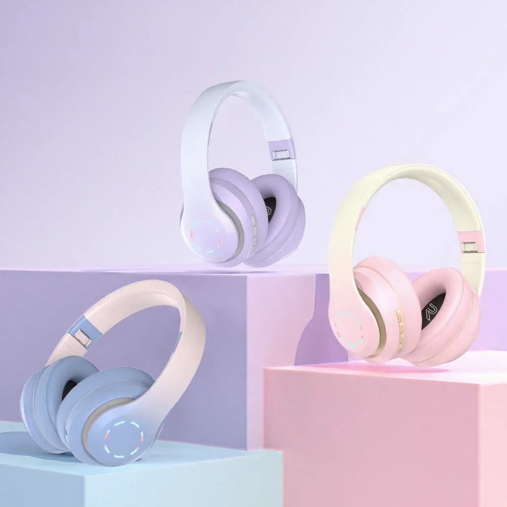 Tai nghe chụp tai không dây có đèn LED và Radio FM
