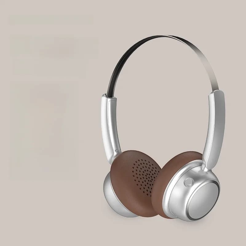Tai nghe Bluetooth không dây phong cách Retro với band đầu kim loại và pin lâu