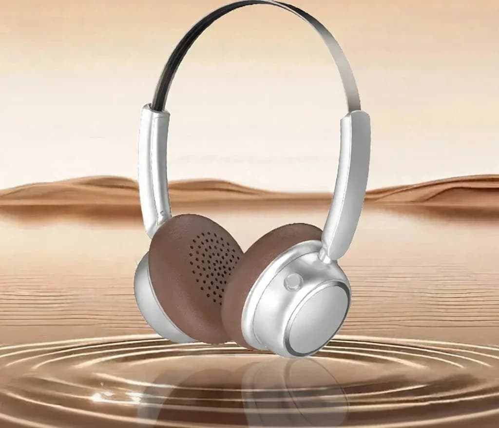 Tai nghe Bluetooth không dây phong cách Retro với band đầu kim loại và pin lâu