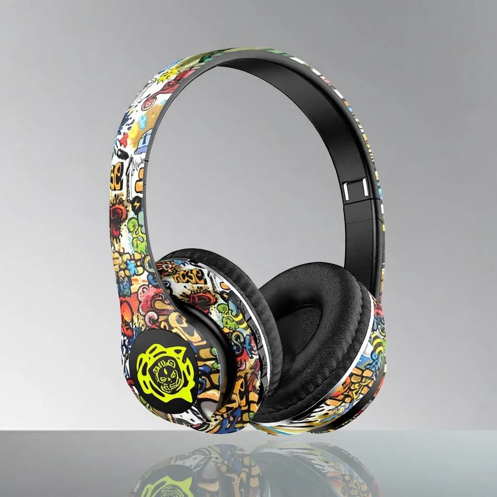 Tai nghe Bluetooth không dây chụp tai, thiết kế Graffiti gấp gọn
