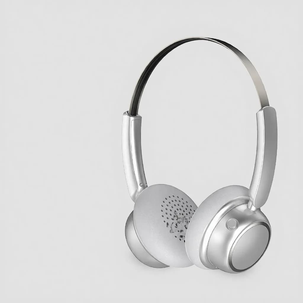Tai nghe Bluetooth không dây phong cách Retro với band đầu kim loại và pin lâu