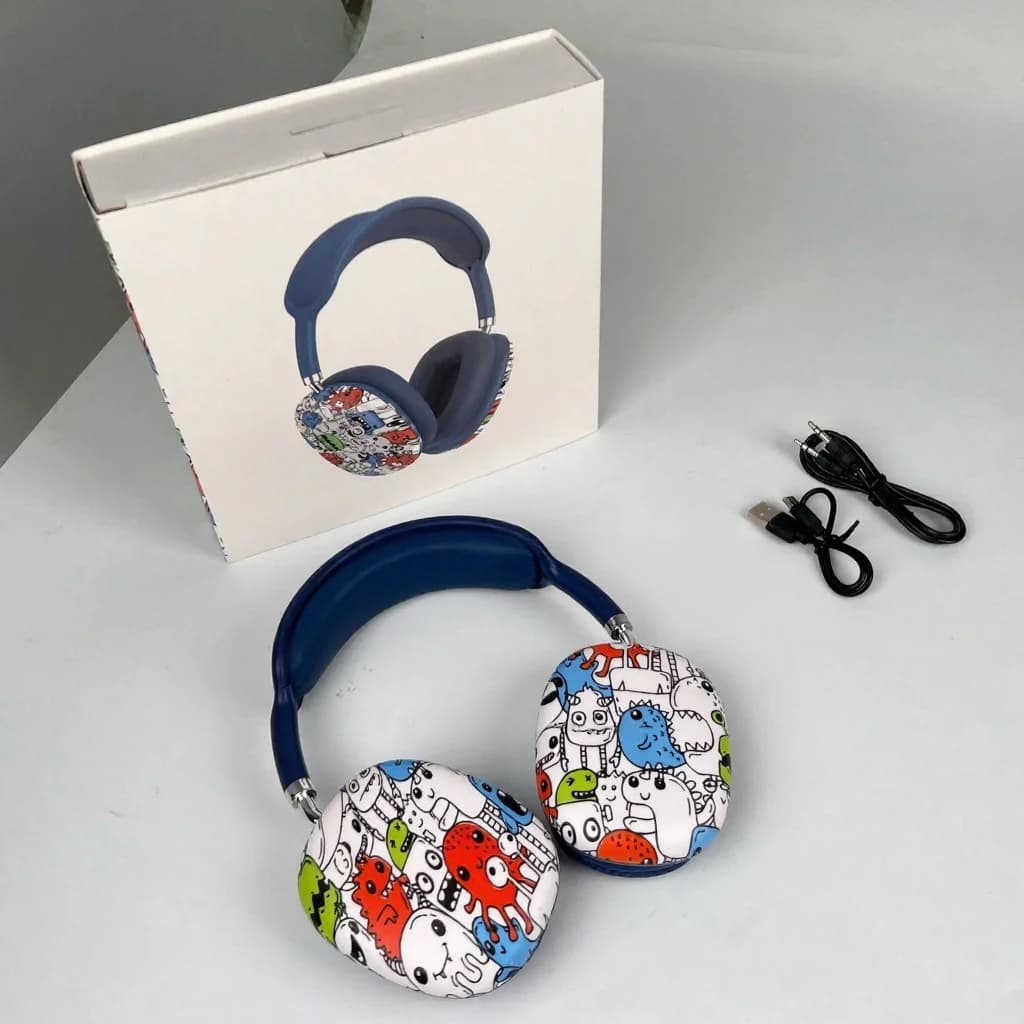 Tai nghe Bluetooth chụp tai họa tiết Graffiti, có Radio FM và khe thẻ TF
