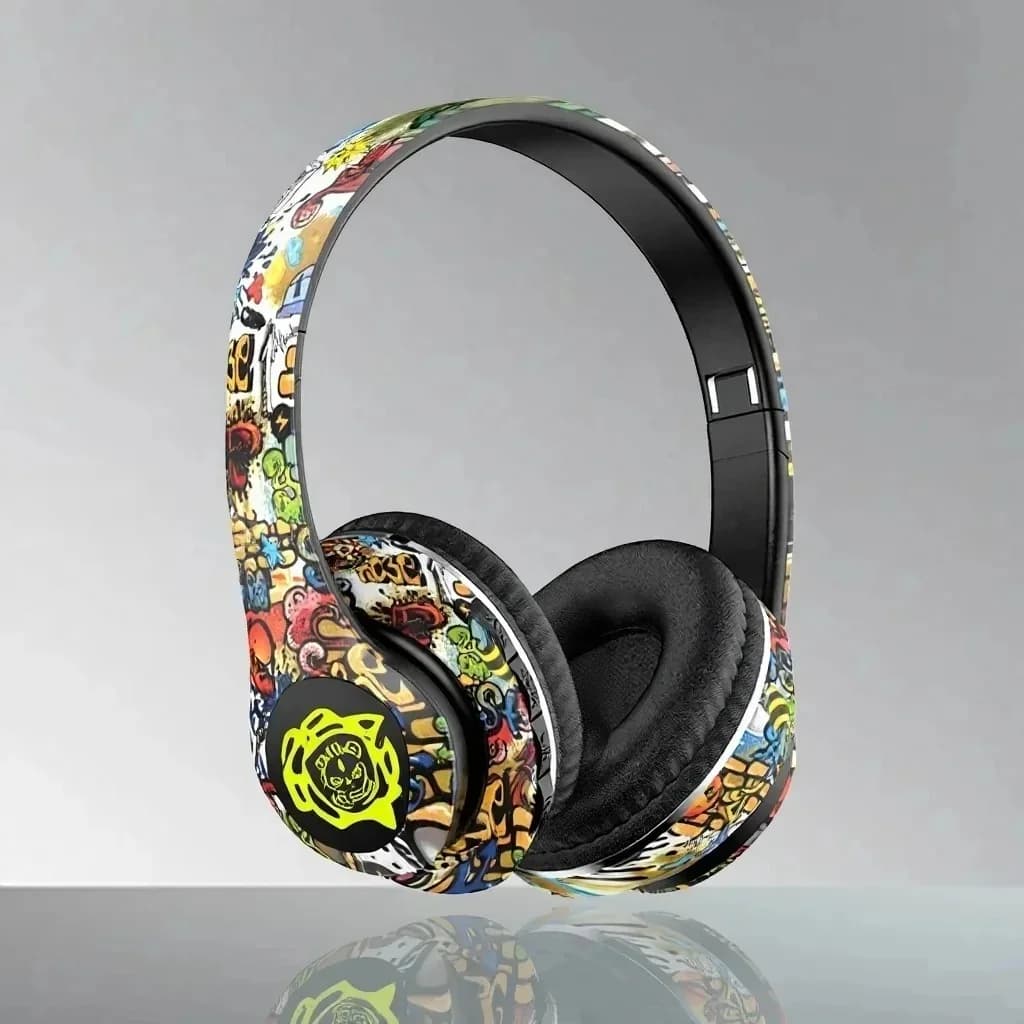 Tai nghe Bluetooth không dây chụp tai, thiết kế Graffiti gấp gọn