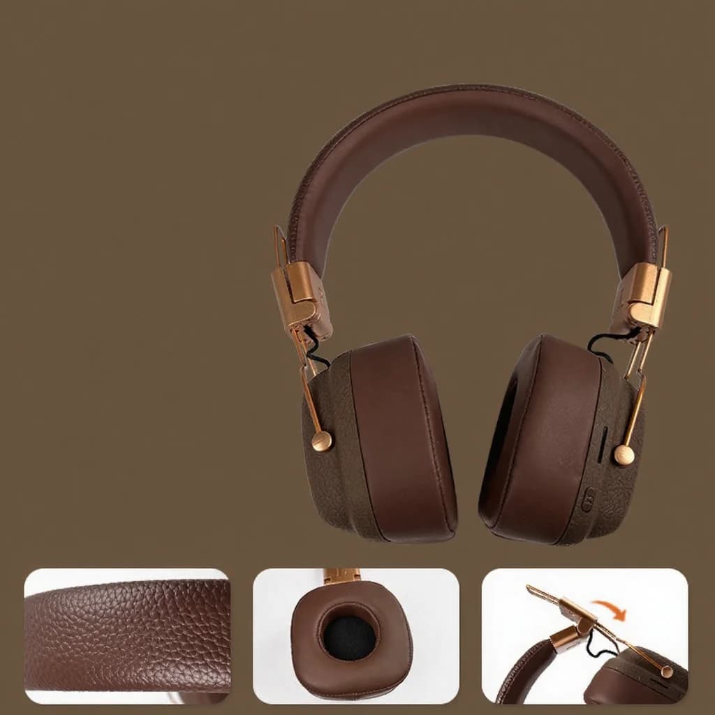 Tai nghe Bluetooth chụp tai Retro với chế độ EQ và thiết kế gập gọn