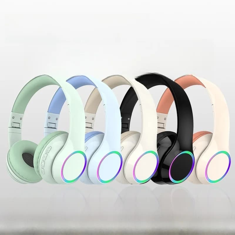 Tai nghe Bluetooth chụp tai không dây phát sáng LED có mic