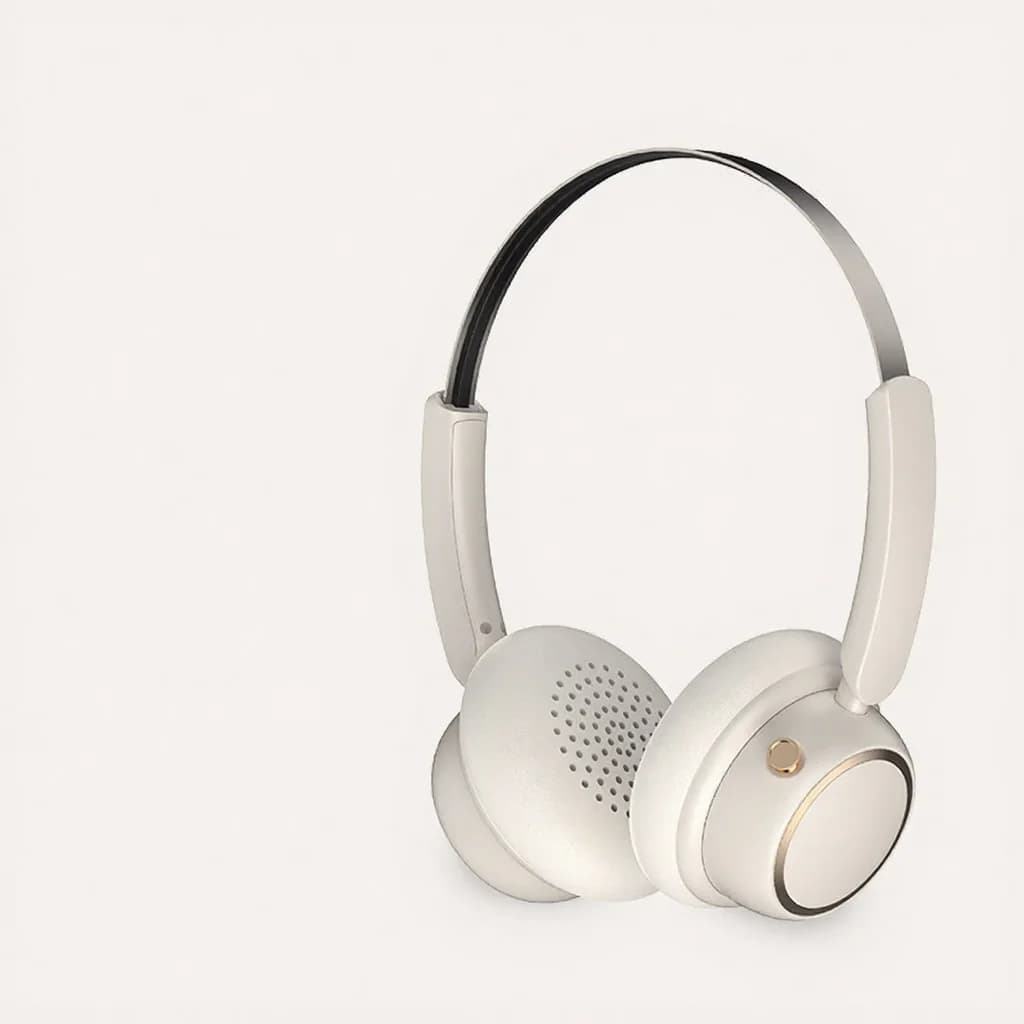 Tai nghe Bluetooth không dây phong cách Retro với band đầu kim loại và pin lâu