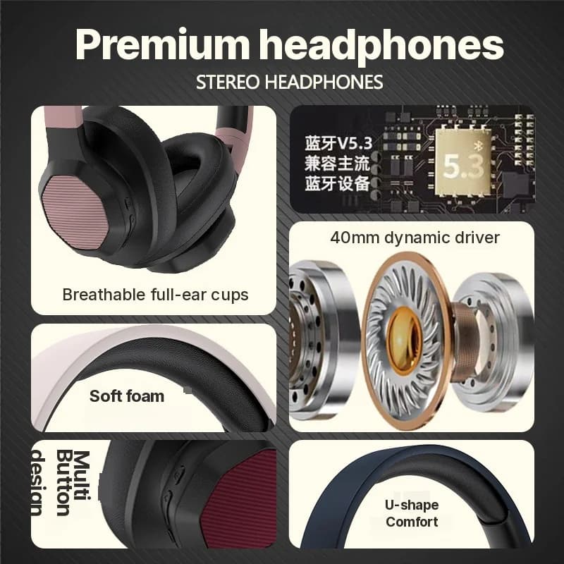 Tai nghe Bluetooth chụp tai với Radio FM và khe thẻ TF