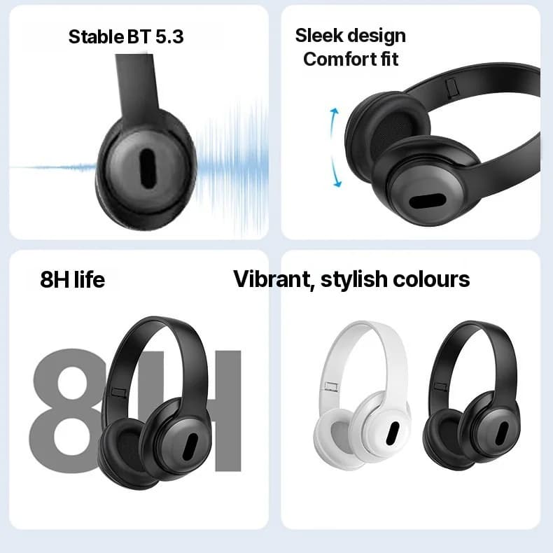 Tai nghe không dây chụp tai Bluetooth có Radio FM và khe thẻ TF