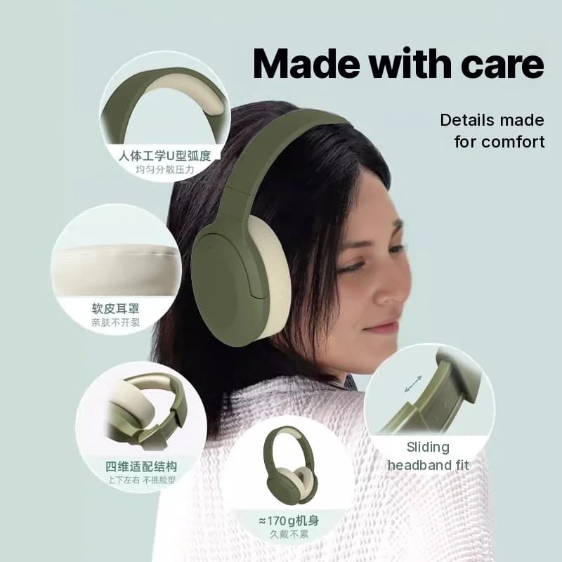 Tai nghe Bluetooth chụp tai không dây, đài FM, pin lâu