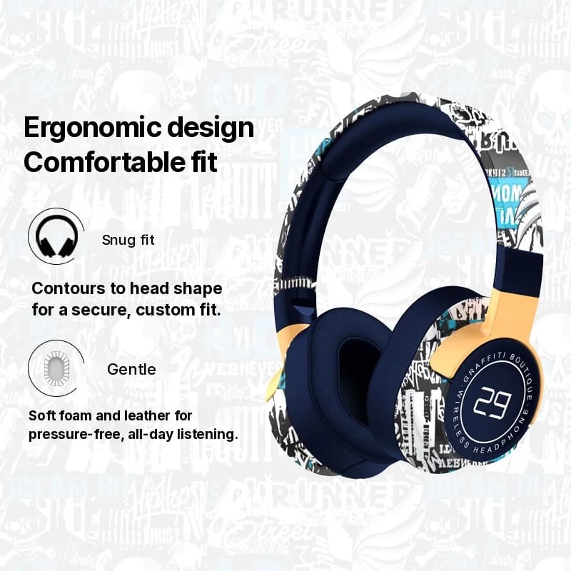 Tai nghe Bluetooth không dây chụp tai với radio FM và bass sâu