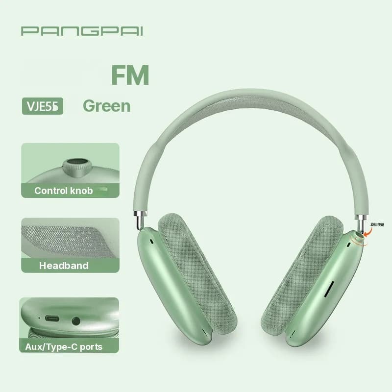 Tai nghe chụp tai Bluetooth 5.4, núm xoay, đài FM