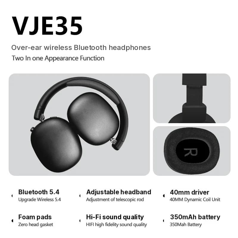 Tai nghe Bluetooth không dây chụp tai, Radio FM, khe thẻ TF