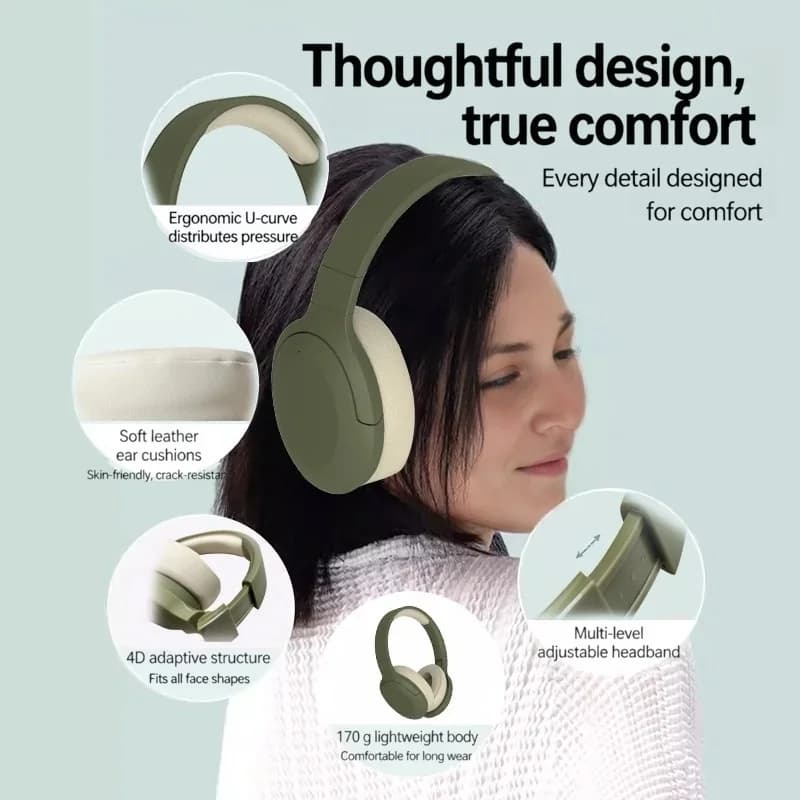 Tai nghe chụp tai Bluetooth không dây có Radio FM, pin lâu