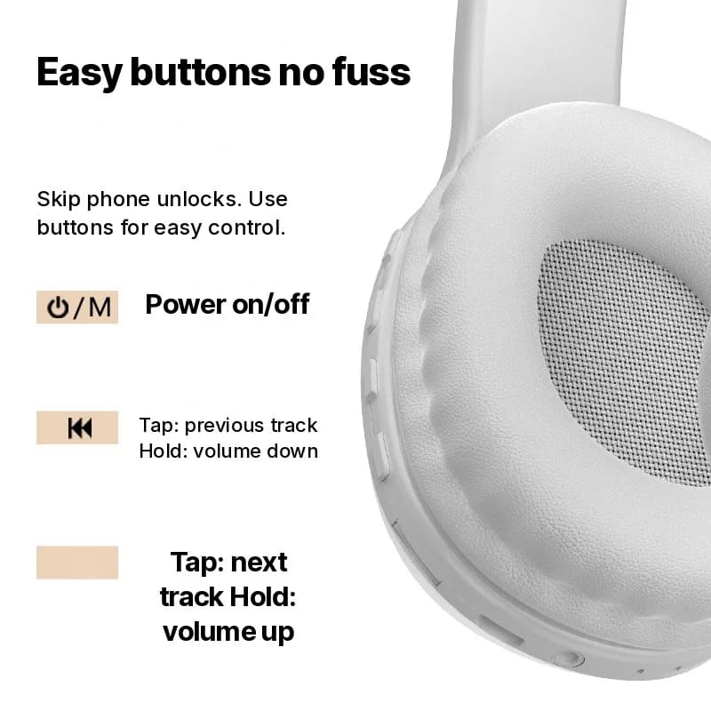 Tai nghe Bluetooth chụp tai với khe thẻ TF và đầu vào AUX