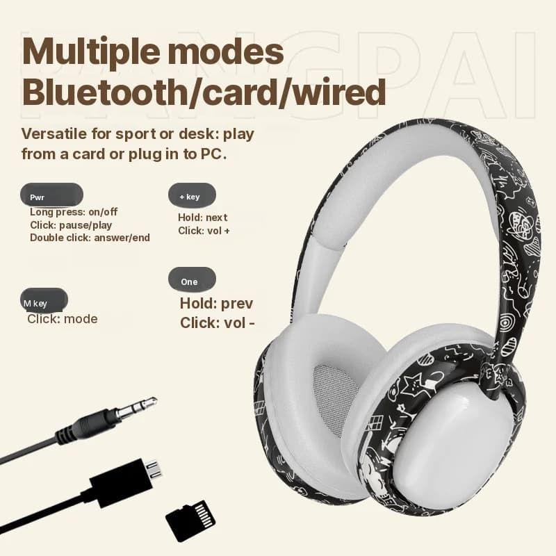 Tai nghe Bluetooth chụp tai âm trầm sâu và kết nối không dây