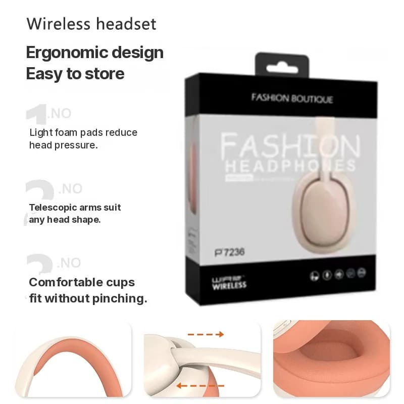 Tai nghe Bluetooth chụp tai không dây, hỗ trợ FM và thẻ TF