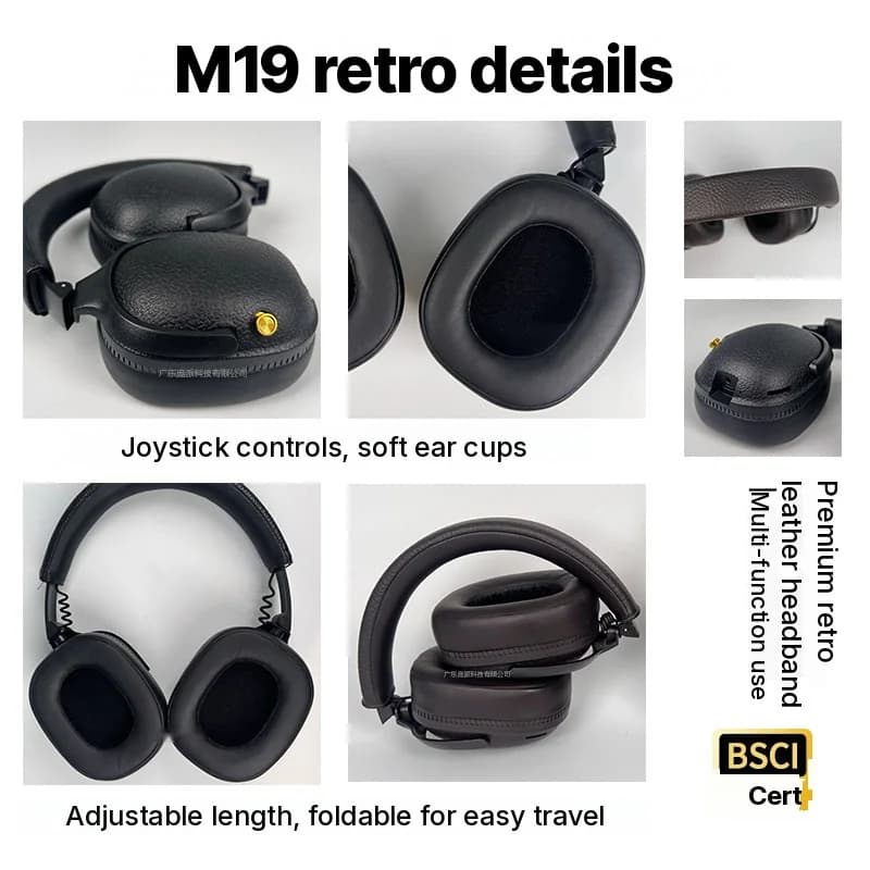 Tai nghe Bluetooth chụp tai phong cách Retro, stereo không dây kèm mic