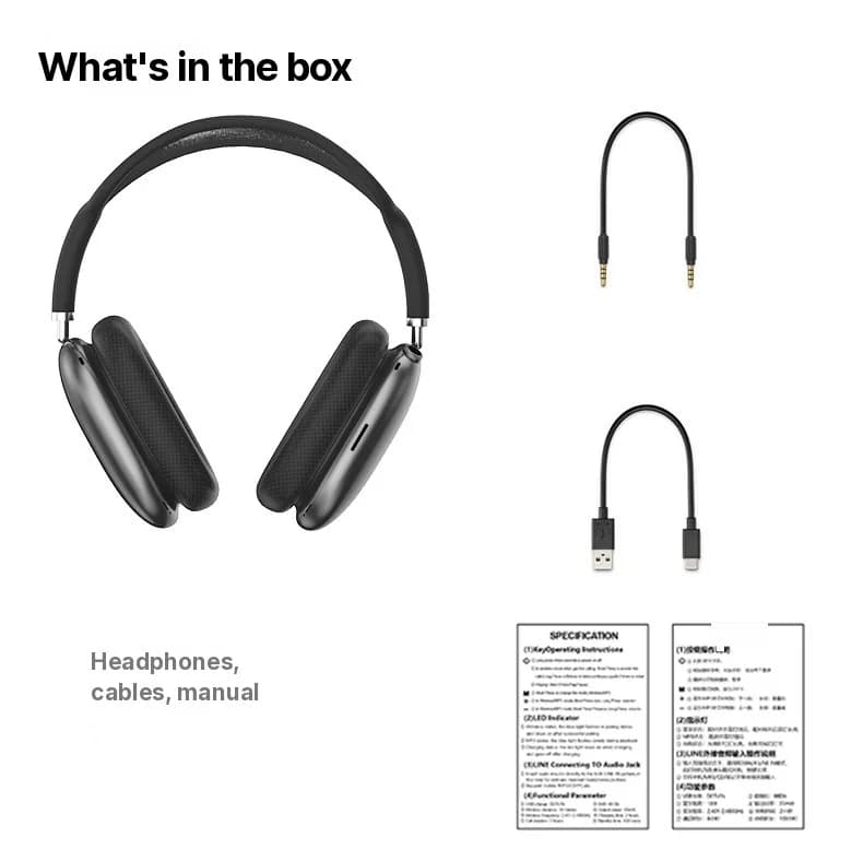 Tai nghe chụp tai Bluetooth 5.4, núm xoay, đài FM