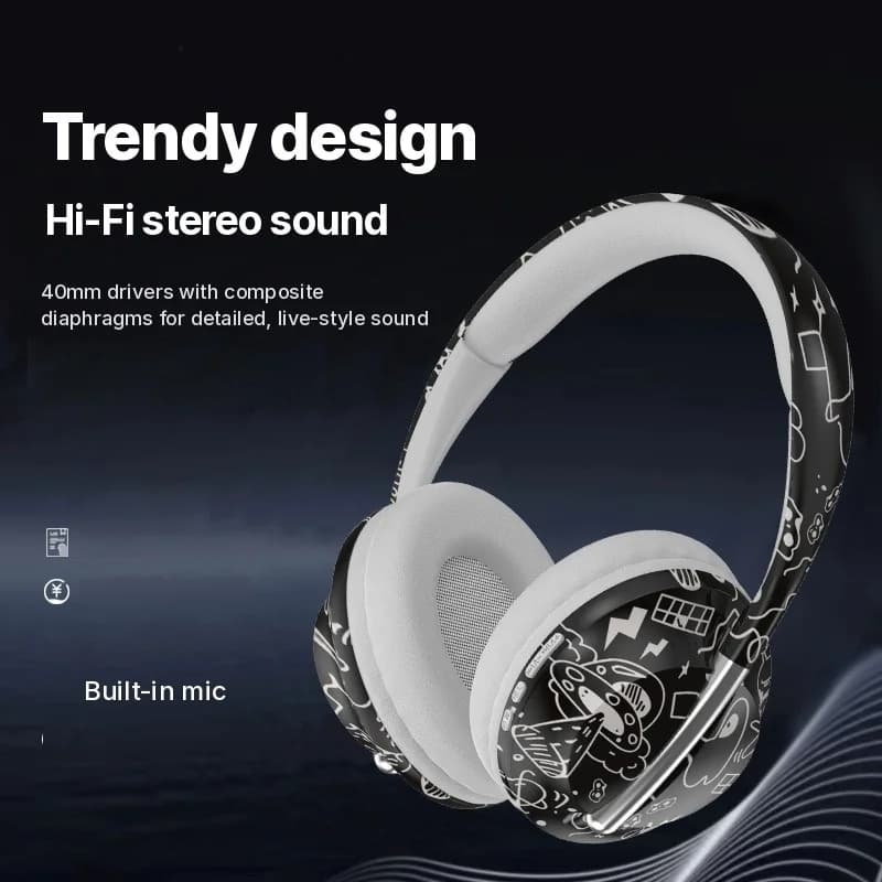 Tai nghe Bluetooth chụp tai có khe thẻ TF và kết nối không dây