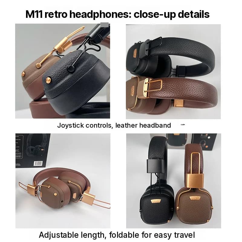 Tai nghe Bluetooth không dây chụp tai phong cách Retro với chế độ âm thanh EQ