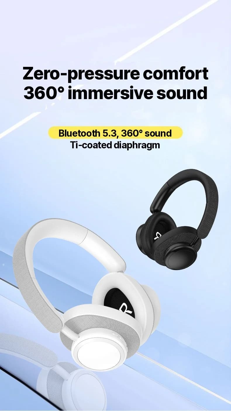 Tai nghe Bluetooth chụp tai không dây, hoàn thiện vải, pin trâu