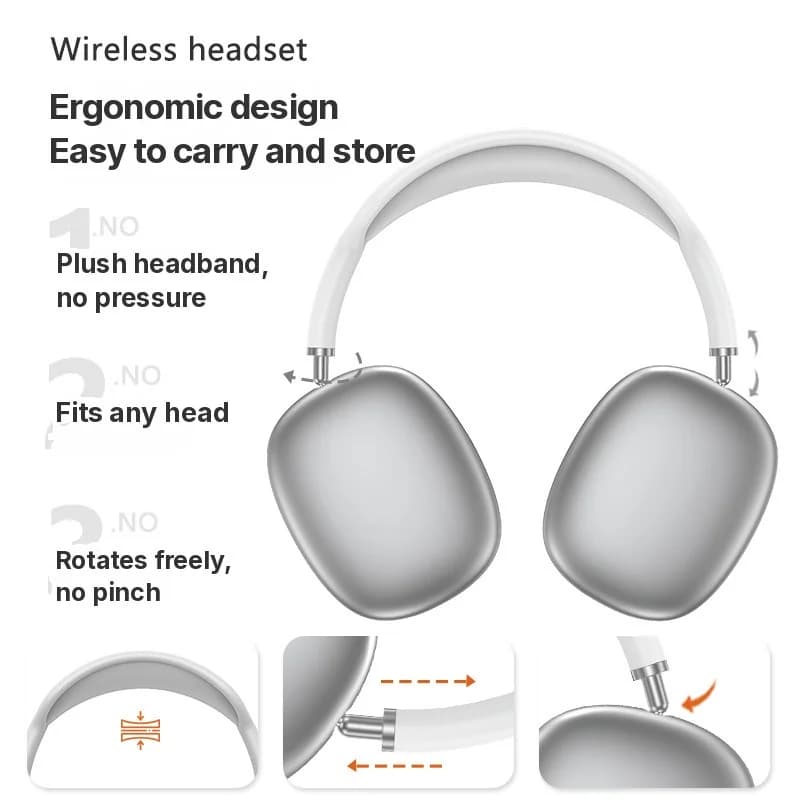 Tai nghe Bluetooth không dây chụp tai bass sâu, sạc Type-C